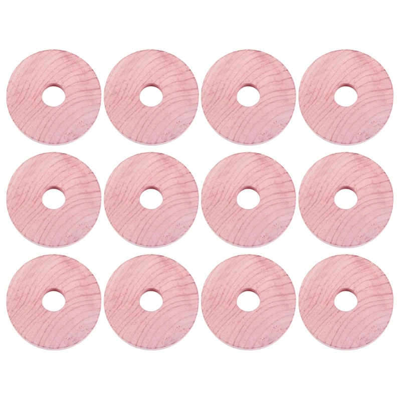 

12pcs Cedar Wood Block Round Ring Wardrobe Natural Insect Repellent Mothproof