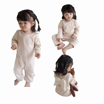 

New Designer Baby Rompers Long Sleeve Angel Wings Infant Jumpsuit Original Pure Color Roupas Bebe Overalls Girls Coffee Onesies