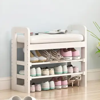 

New modern living room change shoes stool sofa footstool solid wood stool door wear shoes storage stool