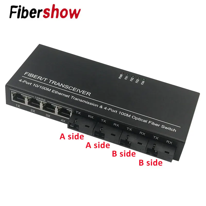 Коммутатор Ethernet 4 RJ45 SC оптический медиаконвертер одномодовый оптоволоконный