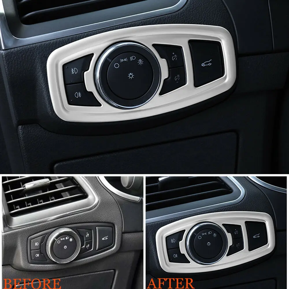 

For Ford Edge 2015-2017 Interior Dashboard Headlight Switch Button Cover Trim