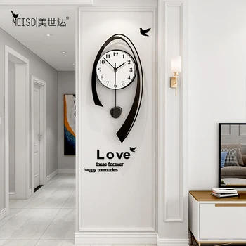 

Arc Shape Swingable Large Wall Clock Modern Design Living Room Home Decoration Wall Decor For Room 2020 Decorative Wall Watch
