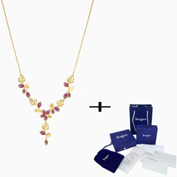 

SWA 2020 New Fashion High Quality Singular Flowers Pink Tropical Flower Y-shaped Necklace For Wife, Mother, Mother's Day Gift