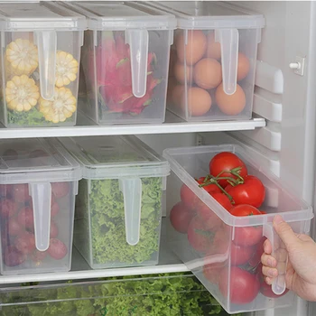 

Refrigerator Food Storage Box Kitchen Space Saver Drawer Type Crisper Freezer Box Transparent Sealed Box