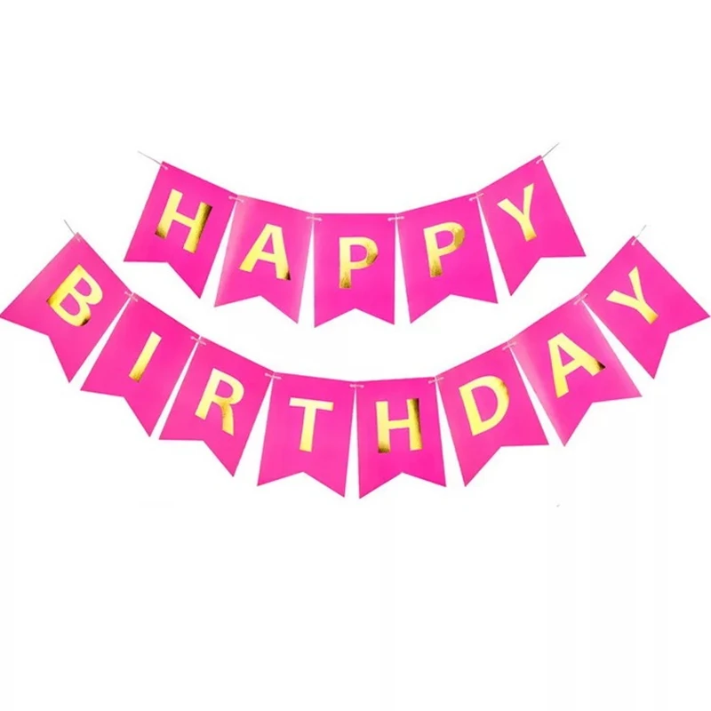 Birthday party decoration swallowtail hot stamping flags happy birthday lettering banners party decorations birthday banner