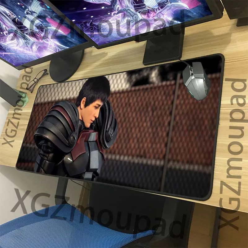 XGZ Large Mouse Pad Black Lock Edge 3D Movie Garen Custom Office Computer Desk Mat Speed Rubber Non
