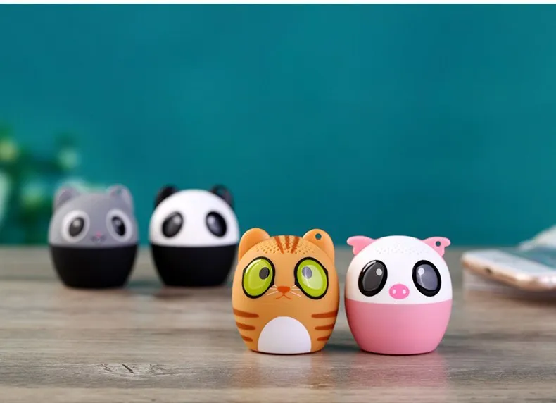 מיני חמוד בעלי החיים Bluetooth רמקול נייד קריקטורה חיצוני מוסיקה נגן Stero קטן Loundspeakers תמיכה עצמי טיימר דיבורית