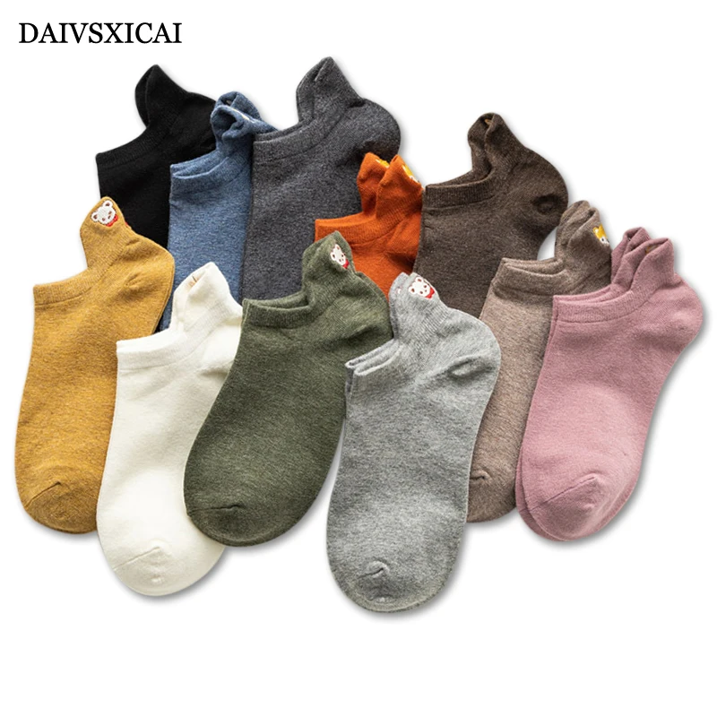 3 пара/лот = 6 шт., летние носки с трехмерной вышивкой, Модные женские повседневные носки-башмачки с рисунком