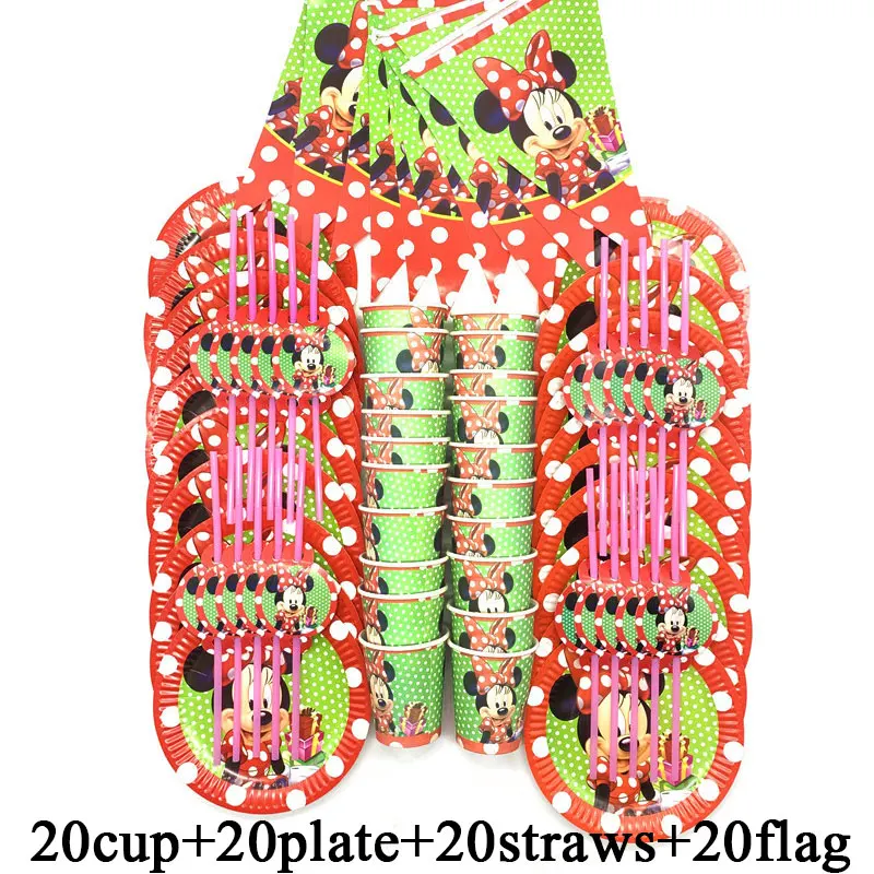 beipanxiqi-80pcs 100 шт красные вечерние принадлежности Минни набор украшений одноразовые Минни Маус вечерние Салфетка под тарелку кружку Дети День рождения принадлежности флаг - Цвет: beipanxiqi-80pcs