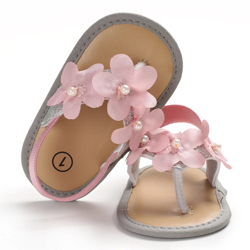 

Summer Newborn Toddler Baby Girl Sandals Flower Pears Soft Sole Baby Shoes Summer Sweet Princess Sandals For Girls