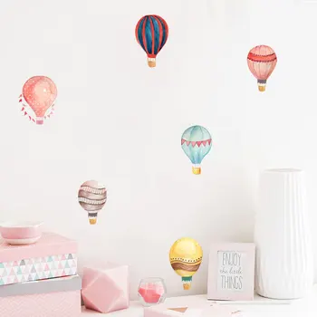 

36pcs Macaron Hot Air Balloon Water color Wall Sticker Color Circle Wall Decals For Kids Room Baby Nursery Decoration Home Decor