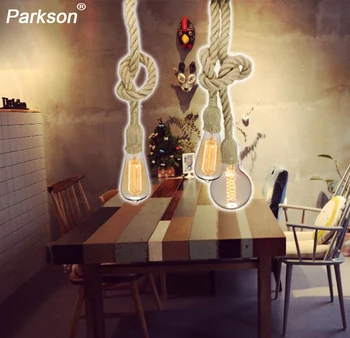 

Hemp Rope Pendant Light E27 AC 220V Retro Hanging Lamp Vintage Decor Industrial Loft Pendant Light Modern Creative