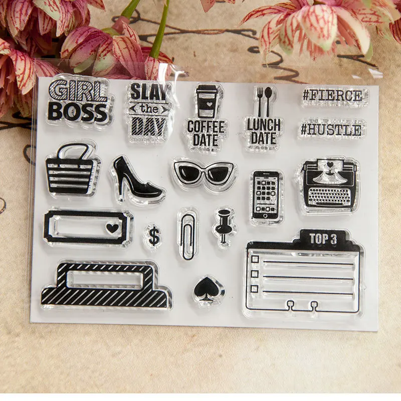 CLEAR STAMPS Small Icon Family Life Letters Cutting Dies Scrapbook Card Paper Craft SiliconTransparent Stamps04