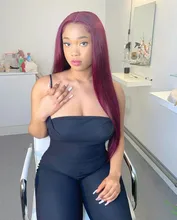 99J rojo peluca con malla Frontal pelucas de cabello humano de color Burdeos peruano peluca Frontal de encaje hueso recto peluca con malla Frontal s para mujer Remy