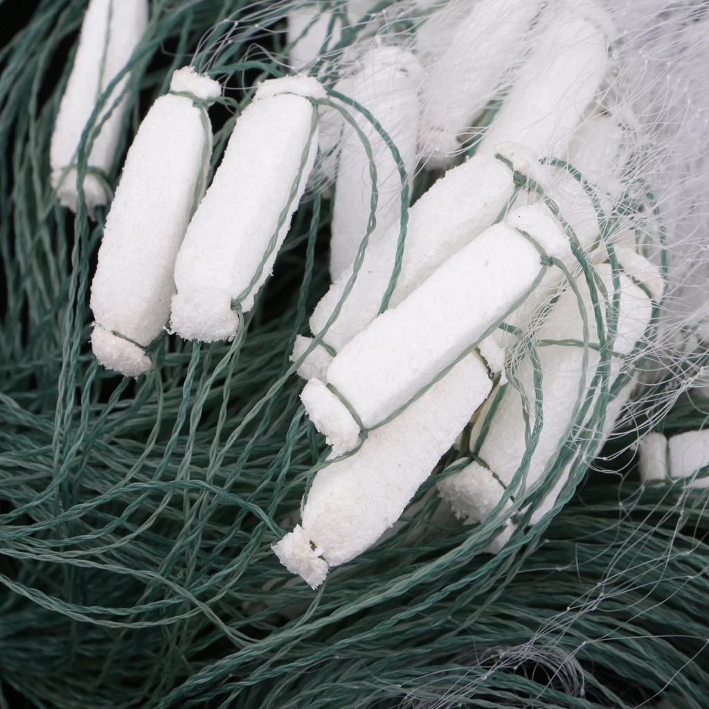 1x15m Fishing Gill Net With Floating Soft Artificial Sticky Polyethylene Green and White Net Mesh Trap
