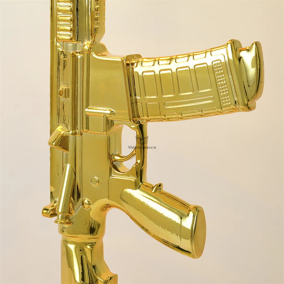 Пост-Современный серебристо-Золотой AK47 пистолет, настольная лампа Скандинавская спальня светильник Светодиодный настольный светильник s прикроватная лампа для учебы E27 настольная лампа