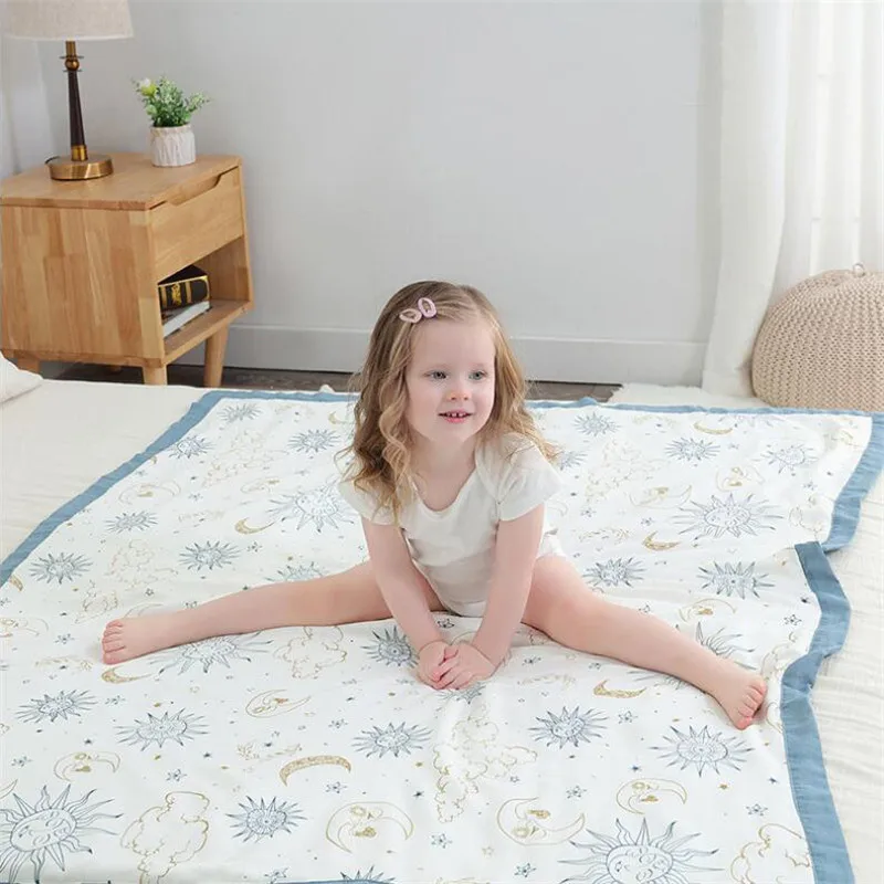 120x150cm 4 and 6 Layers Bamboo Fiber Muslin Swaddle Baby Blankets Wrap Newborn Baby Kids Bath Towel Children Sleeping Blanket 6