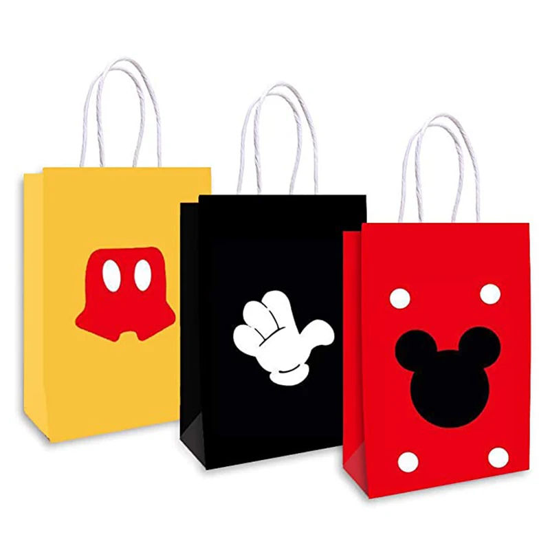 

Mickey Mouse Party Gift Bag with Handles for Kid Birthday Baby and Party Celebrations Mickey Mouse Party Candy Party Supplies