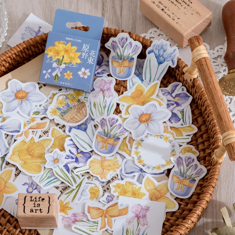 

46pcs/pack Field bouquet Kawaii Self-adhesive Paper Decorative Stickers Set For Art Craft Srapbooking Album Planner