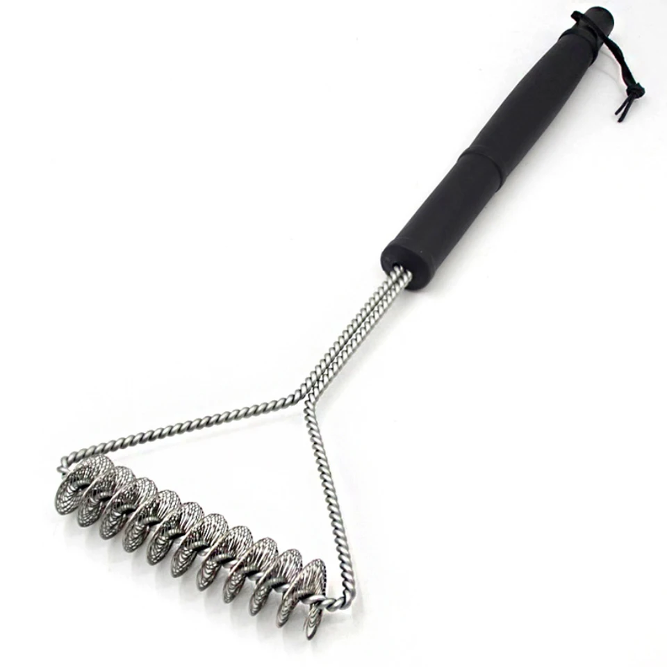 BBQ Grill Spring Brush 12Inch Single Head Stainless Steel Grill Cleaning Brush Barbecue Tool