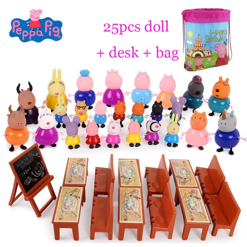 

Hot Peppa Pig George Dolls Set Action Figure Anime Toys Peppa Pig Cartoon Family Friend Doll Party Toy Kids Birthday Xmas Gift