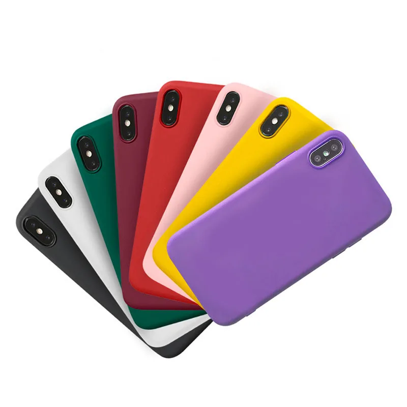

Luxury Soft Back Matte Color Cases for iPhone 7 plus 8 6 6s X XS max XR Xsmax Case Shockproof TPU Silicone Back Cover Capa
