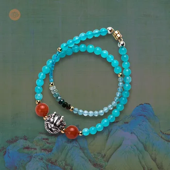

MeiDuo wen gen I jiangshan blue tourmaline silver dragon amazonite bracelet bracelet in original design career