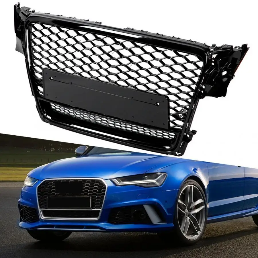 Для RS4 стиль Передняя Спортивная Шестигранная сетка сотовая решетка капота черная для Audi A4/S4 B8 2009 2010 2011 2012 авто аксессуары