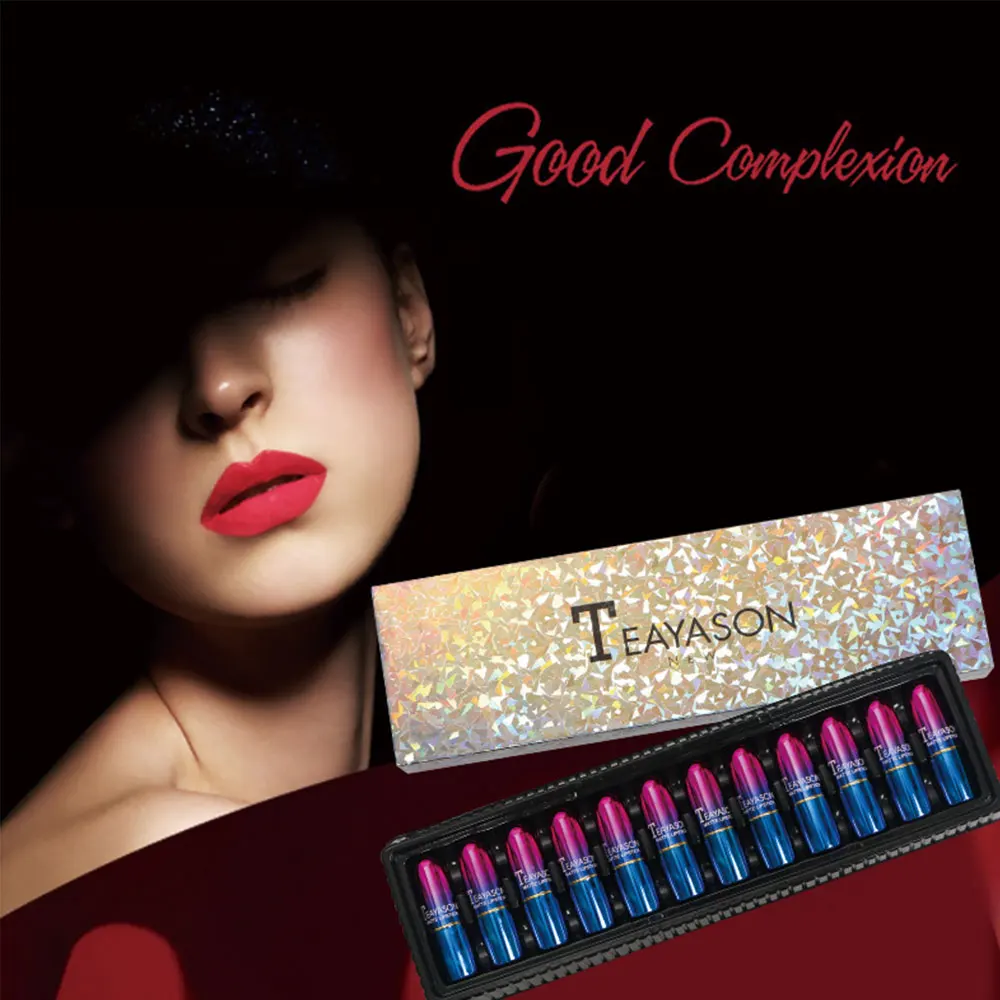 Set de 12 Cor do Batom Gloss Hidratante 3d Lip Glaze Fácil Duradoura Maquiagem Feminina Conjunto 12 Pçs - 4 High Quality Beleza e saúde