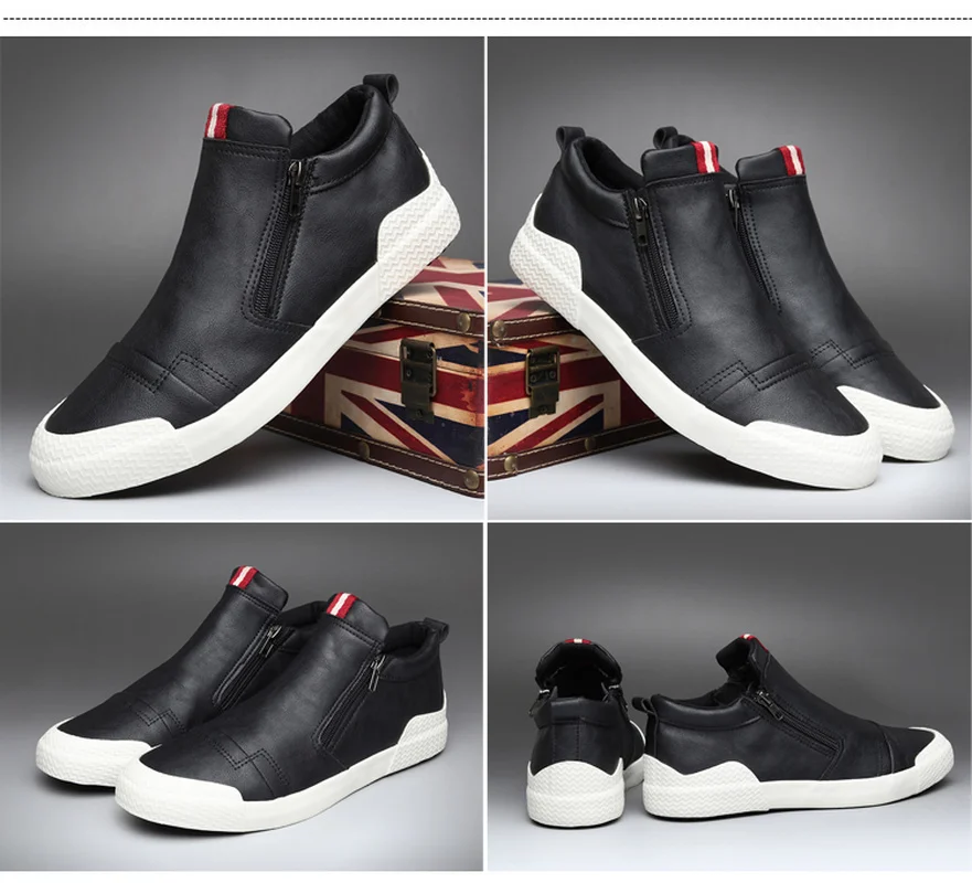 Men's Simple Boots Fashion Korean Joker High Top Casual Shoes Side Zipper Flat Heel Boots MG56569 outdoor boots chelsea boots men leather boots business mens boots