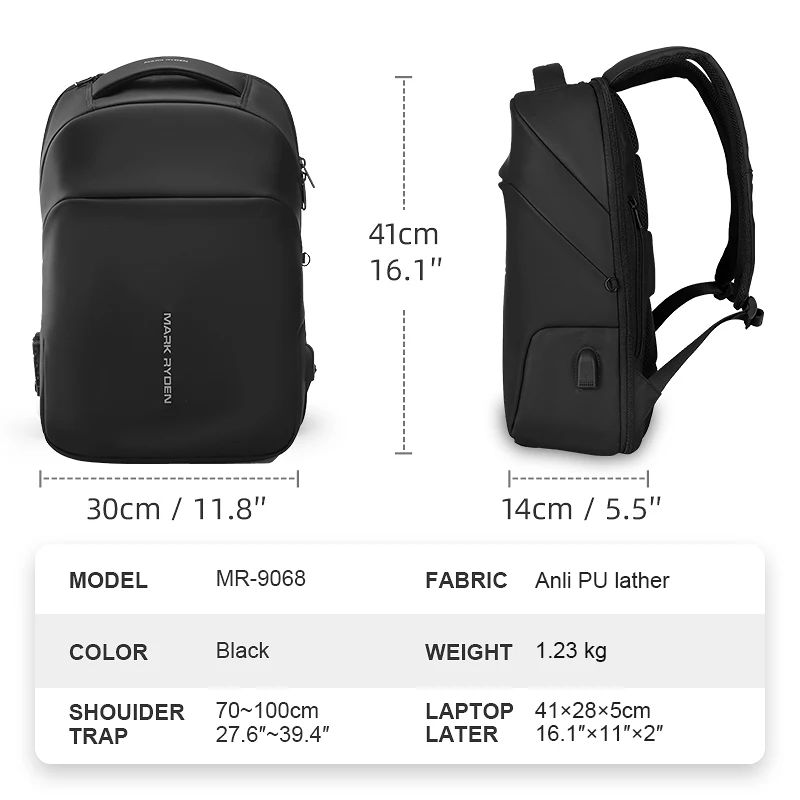 Mark Ryden NEW Anti-thief TSA Lock Men Backpack Waterproof Raincoat 15.6 inch Laptop Bag School Fashion Man Travel Bag