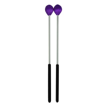 

1 Pair Marimba Mallets Percussion Mallets with Purple Nylon Yarn Head and Smooth Wood Handle for Beginners