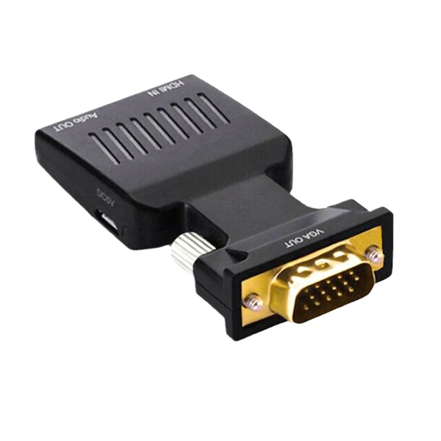 1080P HDMI-Compatible to VGA Converter HD-MI to VGA Adapter with Audio Video Output for TV Stick Xbox Roku Computer Laptop PC Black