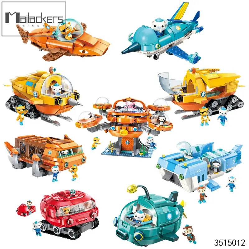 

Legoing Movies 2 Figures The Octonauts Small Squadron Eight Models Submarine Building Blocks Kid's Toys With DIY Military Bricks