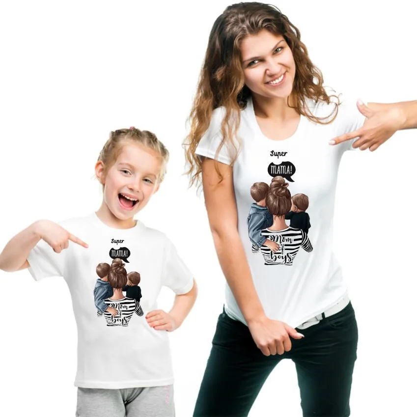 Новая семейная футболка с принтом Одежда «Мама и я» Семейные комплекты с короткими рукавами QT-1924 - Цвет: Золотой