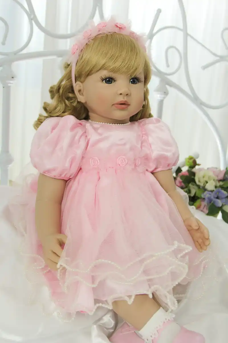 Npk 60cm Baby Reborn Dolls Toddler Girl Curly Blonde Hair Princess