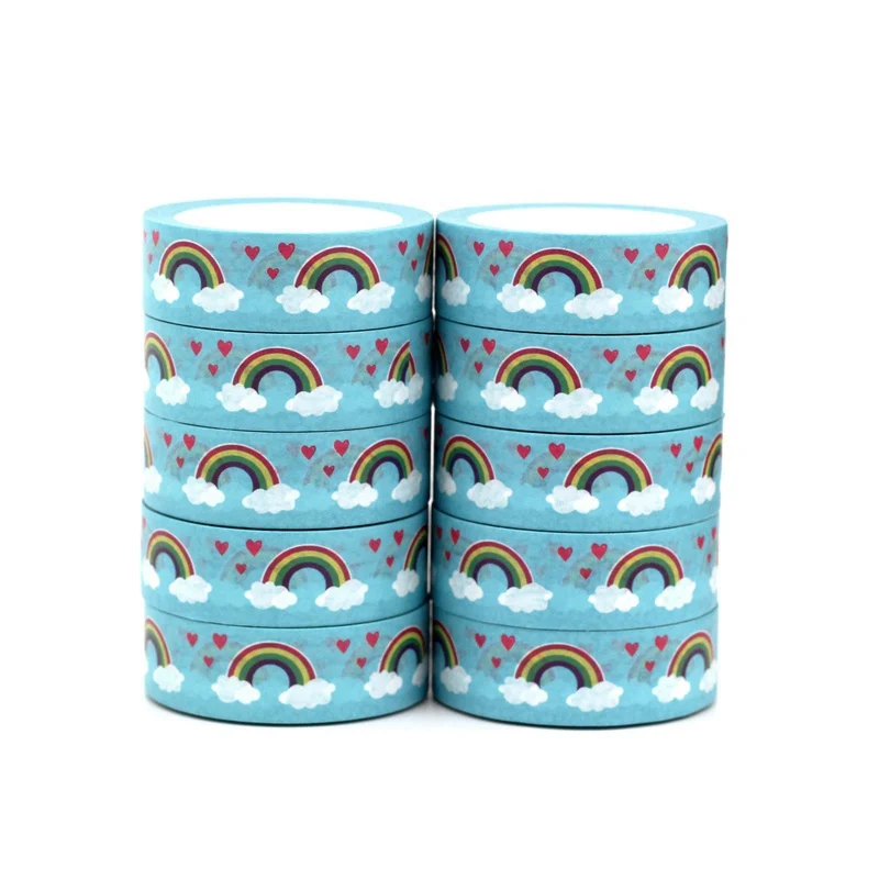 

NEW 10pcs/Lot Decorative Rainbow Clouds and Hearts Washi Tapes DIY Scrapbooking Planner Adhesive Masking Tape Cute Papeleria