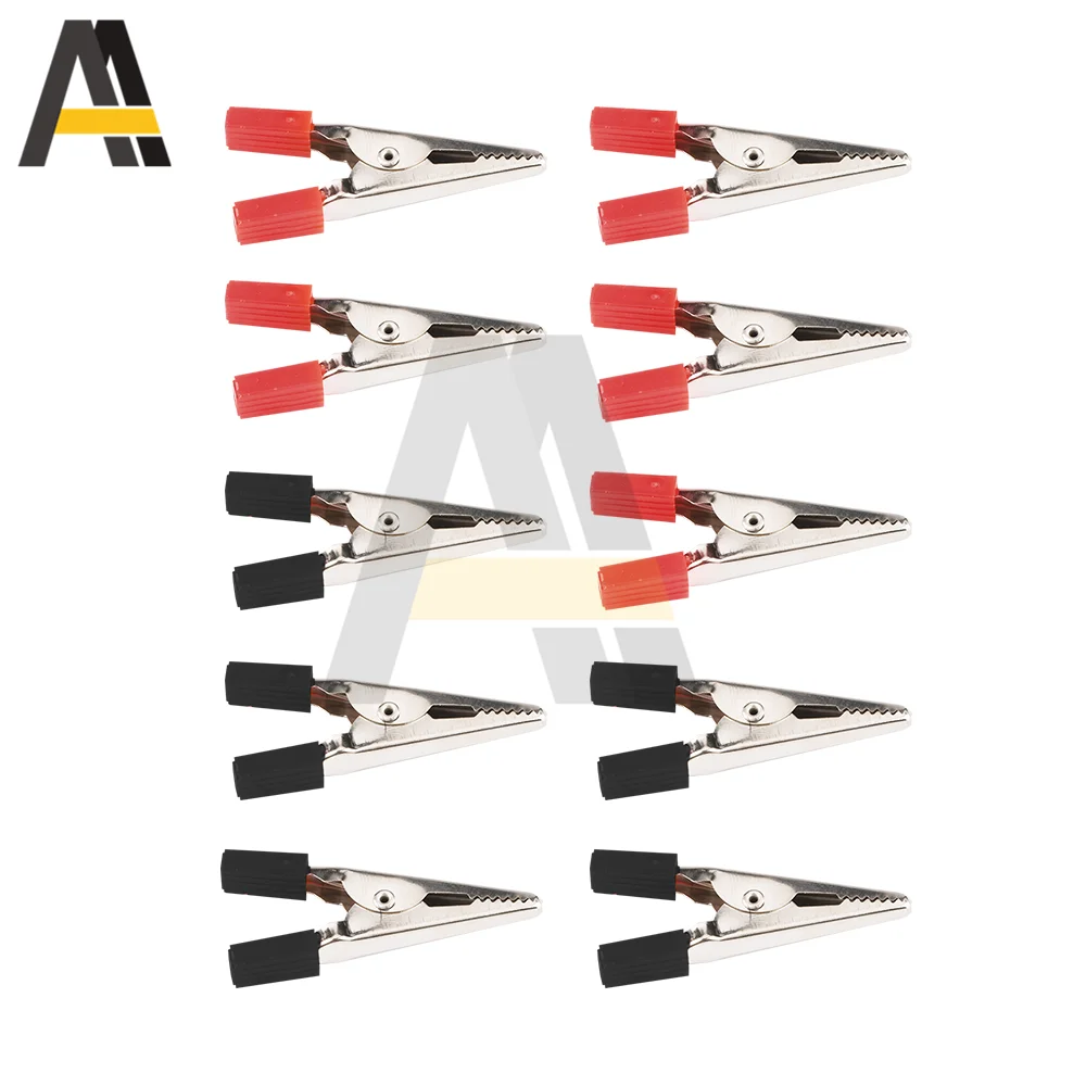 10pcs/lot Insulated Alligator Clips Plastic Handle Cable Lead Testing Metal Clamps Adapter Meter Test Probe Black Red |