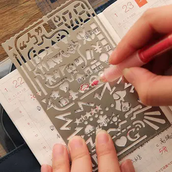 

Geometry Cats Metal Hollow DIY Scarpbooking Drawing Template Measuring Ruler