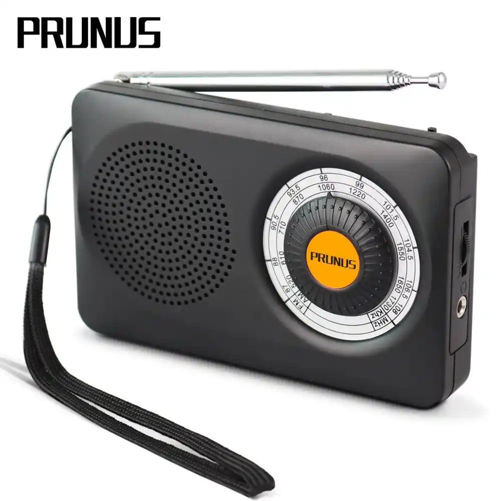 Radio Portable PRUNUS J-128 FM/AM Avec Réveil - Petite Radio à Piles AA, écran Rétroéclairé, Verrouillage Tactile