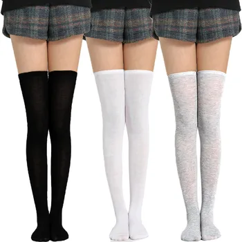 

Fashion black student lady stockings high stockings above the knee christmas happy fluffy socks women calcetines bob esponja