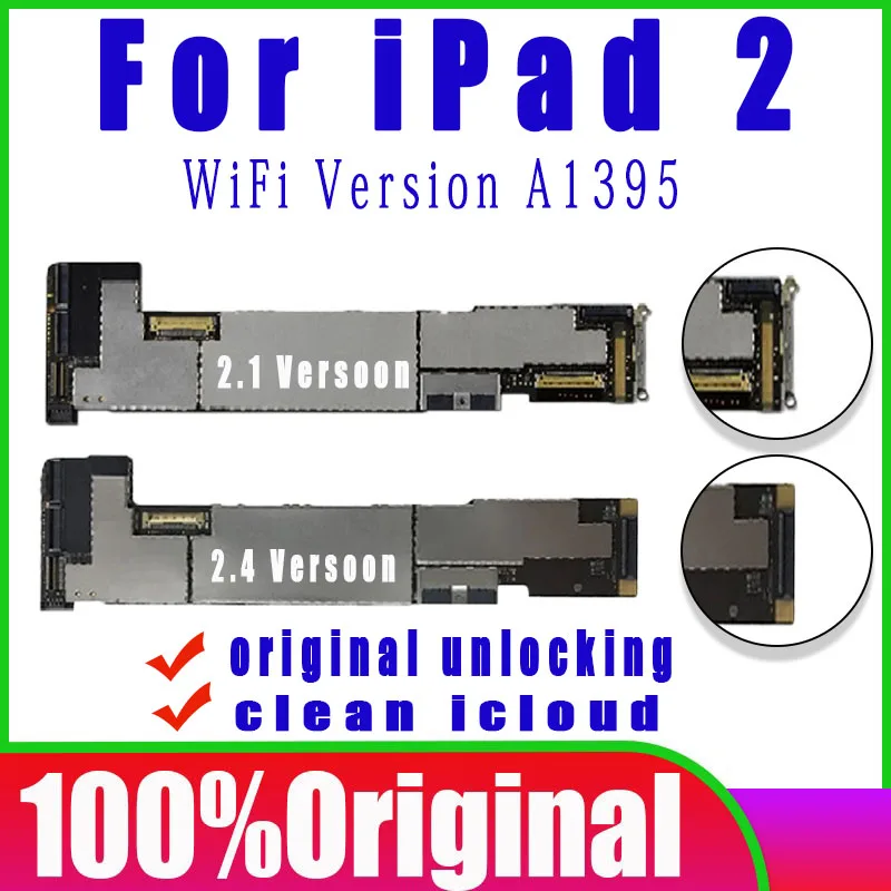 100% tested A1395 WiFi version Mainboard for ipad 2 Motherboard Full Chips Original unlocked Logic board Clean iCloud | Мобильные