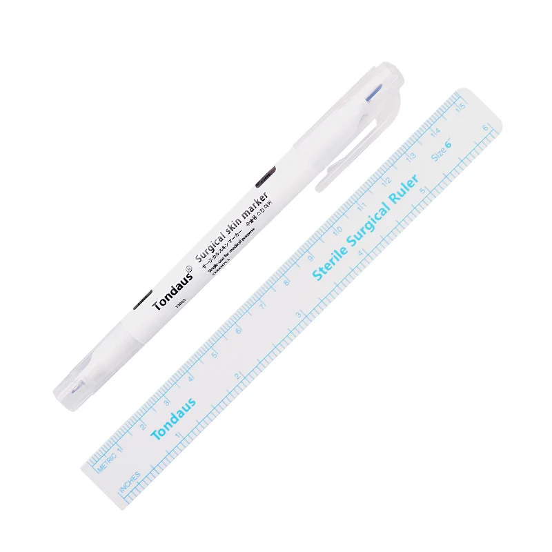 

1Pcs Microblading Tattoo Eyebrow Surgical Skin Marker Pen Ruler Tattoo Piercing Permanent Eyebrow With Measure Measuring