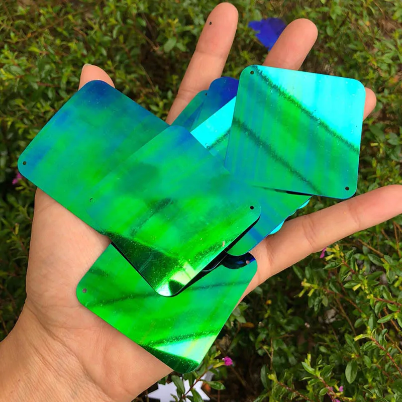 Malachite green 500 шт 50*50 мм Разноцветные квадратные диагональные двойные отверстия с блестками свадебные ПВХ блестки DIY ручной работы с отверстиями Аксессуары для одежды - Цвет: Malachite green