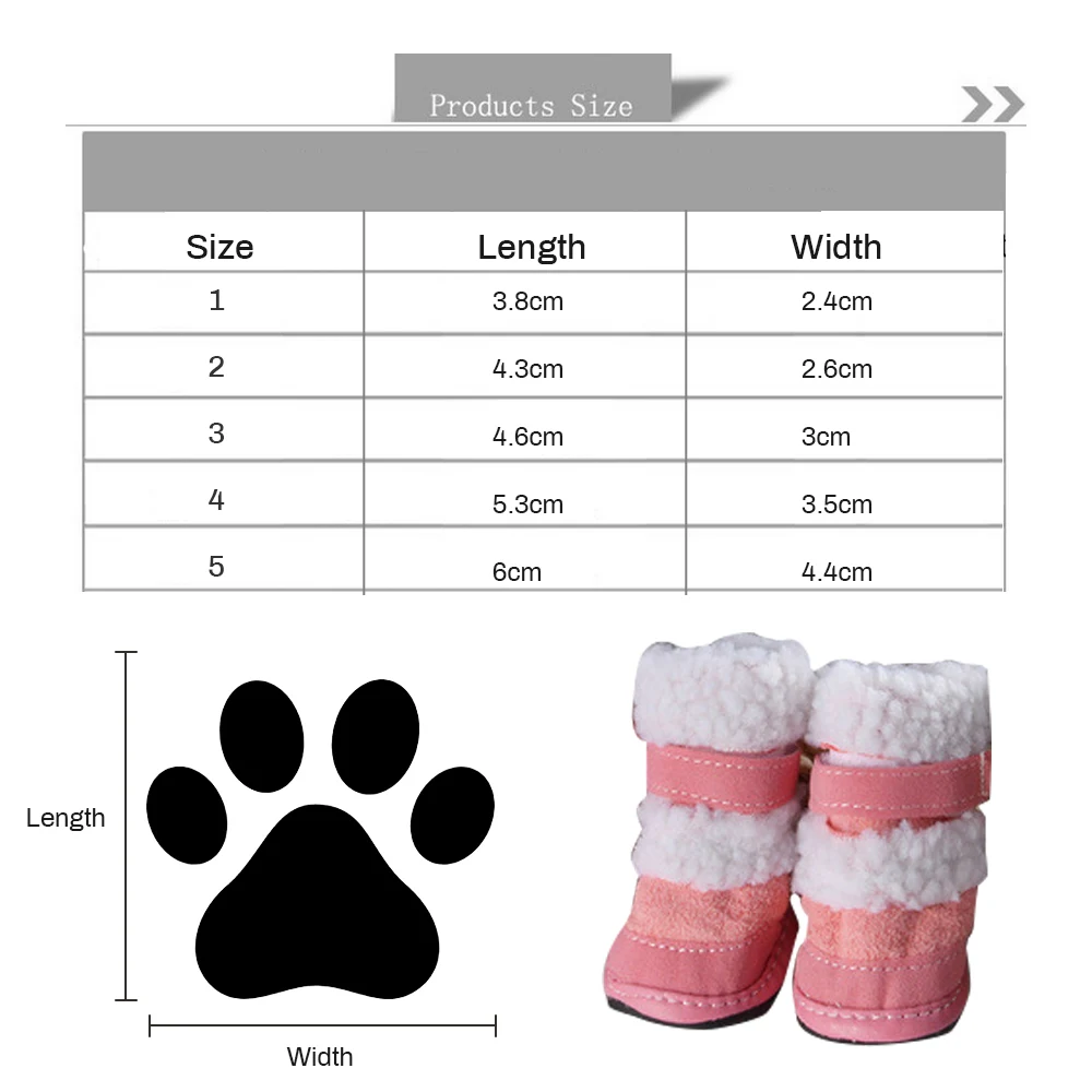 Pet Dog Cute Shoes Winter Warm Snow Boots Socks For Small Large Dogs Pet Dog Shoes Pet Supplies 4pcs/set