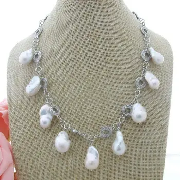 

H022809 13x24MM 18'' White Keshi Pearl Necklace