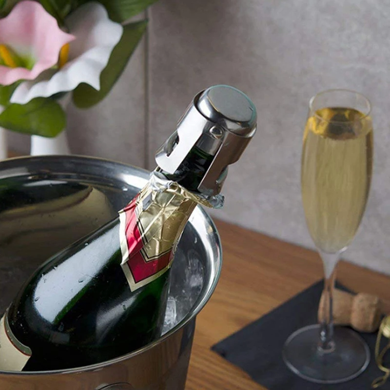 JEYL Champagne Sealer Stopper,Stainless Steel Sparkling Wine Bottle Plug Sealer Set with a Longer Sealing Plug, Gifts Accessorie