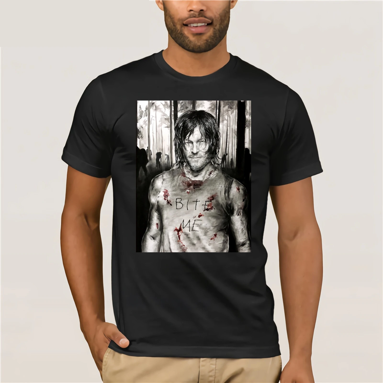 BITE ME The Walking Dead Футболка Мужская Новая классная 2019 Последняя мода Горячая Мужская забавная Повседневная футболка с принтом