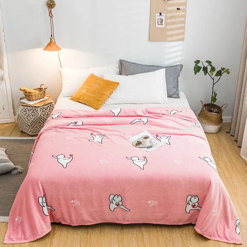 LREA высокая плотность плед теплый фланель, Коралл Одеяло для взрослых розовый мультфильм медведь для дивана пледы путешествия мягкий для кровати