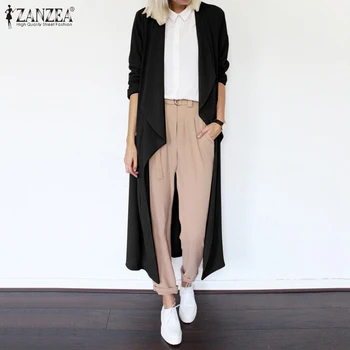 

2020 New Fashion ZANZEA Women Long Coats Casual Long Sleeve Jackets Female Stand Collar Buttons Down Thicken Outwear Overcoats